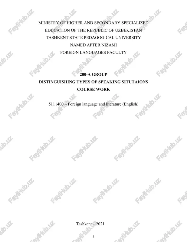 distinguishing types of speaking situations course work — DOCX