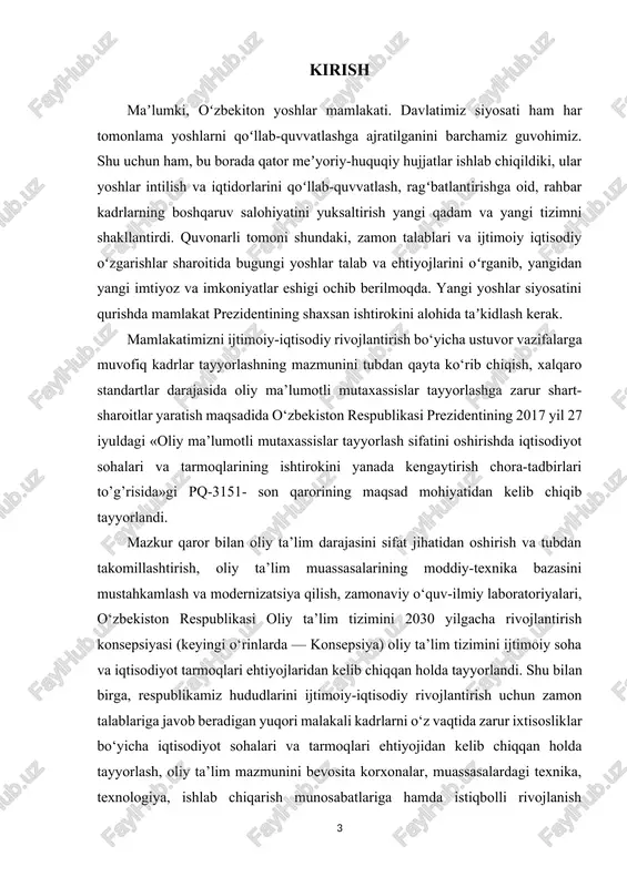 oliy ma’lumotli mutaxassislar tayyorlash sifati — DOCX