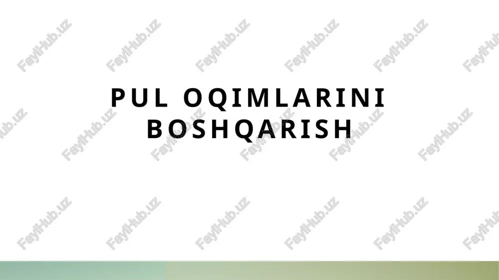 pul oqimlarini boshqarish — PPTX
