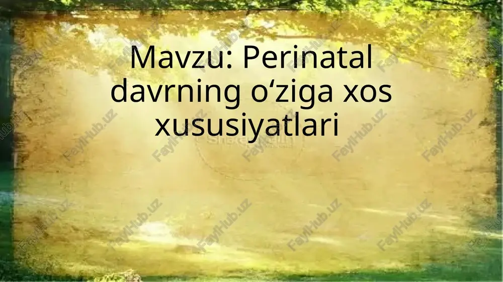perinatal davrning oʻziga xos xususiyatlari — PPTX