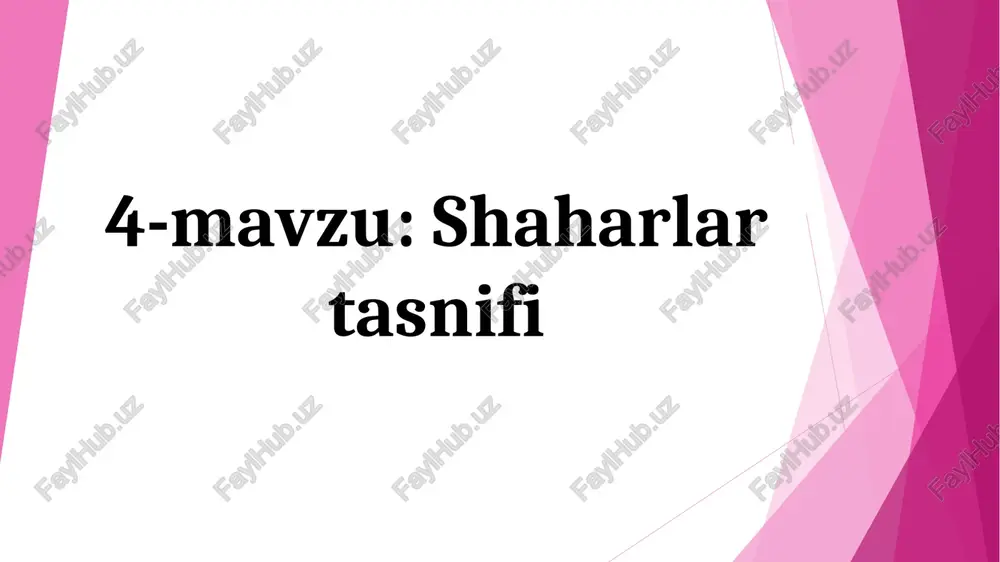 shaharlar tasnifi — PPT