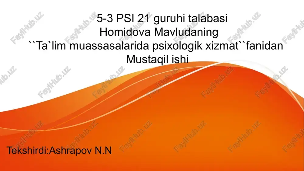 ta`lim muassasalarida psixologik korreksiya faoliyati — PPTX