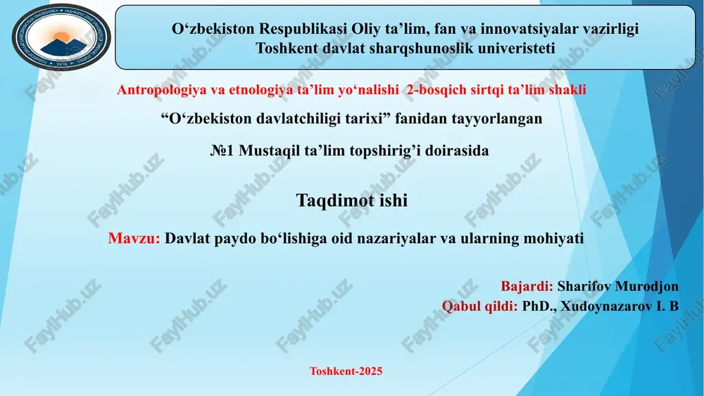 o‘zbekiston davlatchiligi tarixi — PPTX