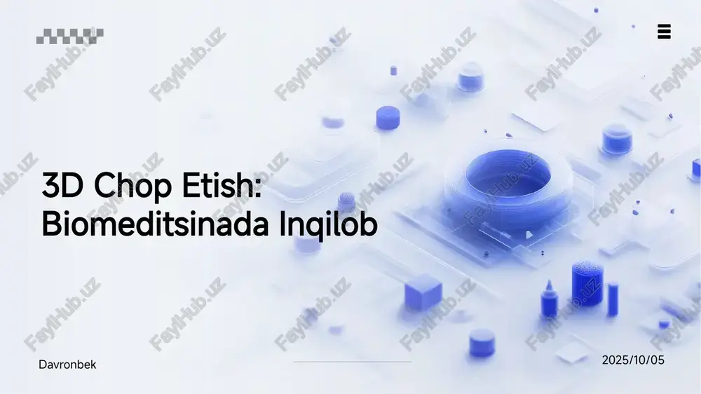 3d chop etish: biomeditsinada inqilob — PPTX