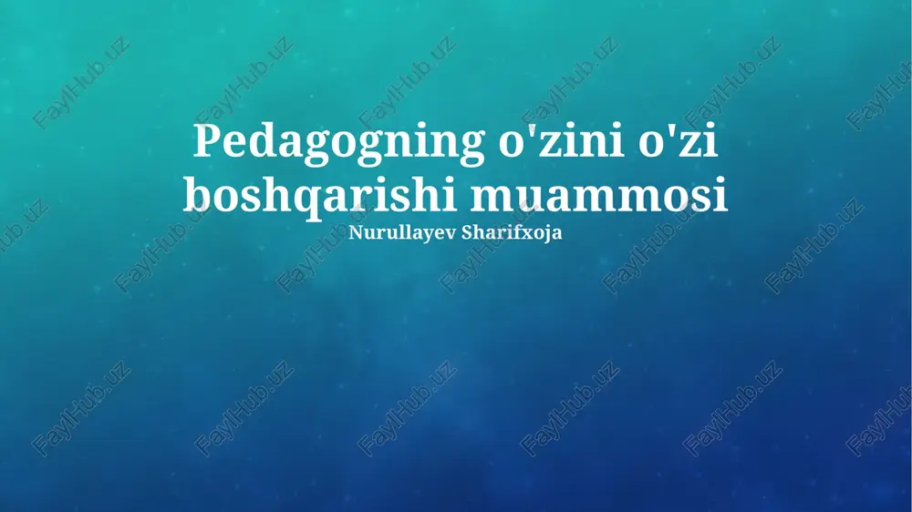 o'z-o'zini boshqarish muammosi — PPTX