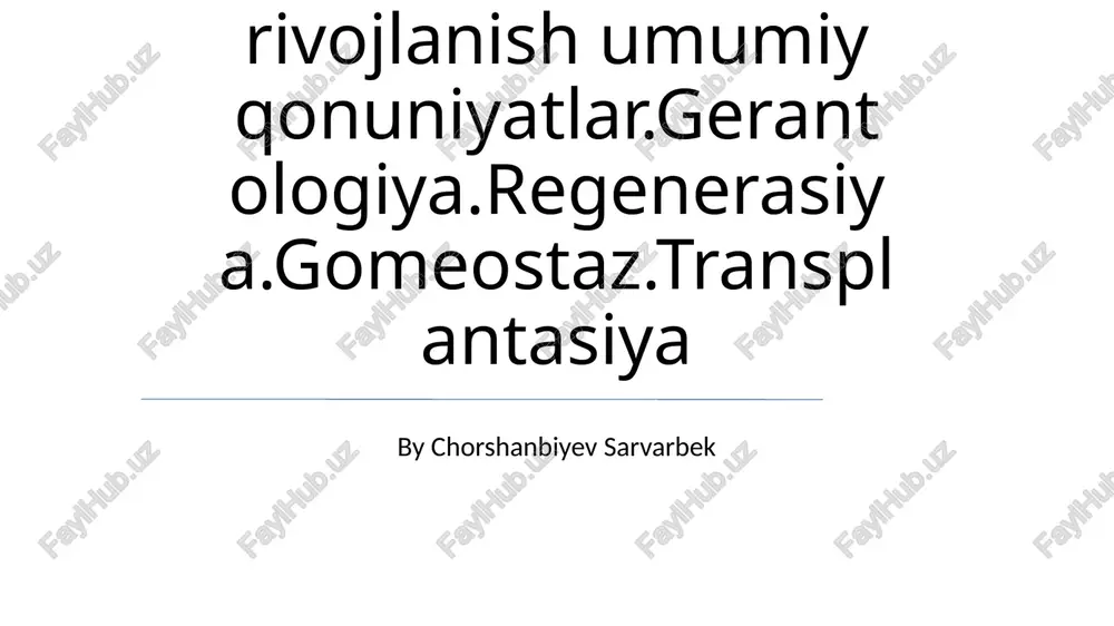 postembrional rivojlanish umumiy qonuniyatlar — PPTX