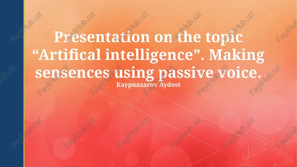 presentation on the topic “artifical intelligence” — PPTX