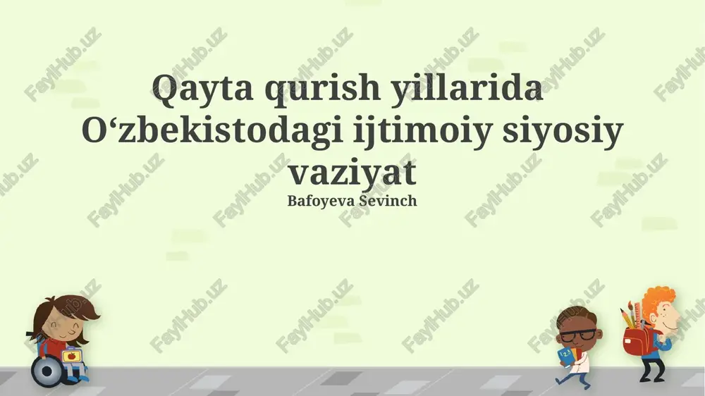 qayta qurish yillarida oʻzbekistodagi ijtimoiy siyosiy vaziyat — PPTX