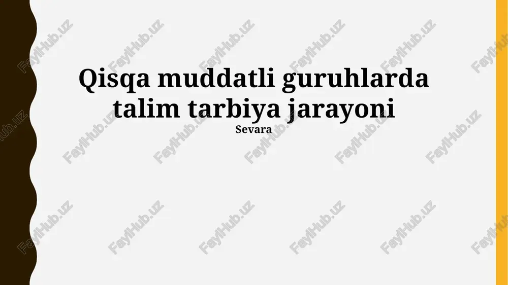 qisqa muddatli guruh ta'lim jarayoni — PPTX
