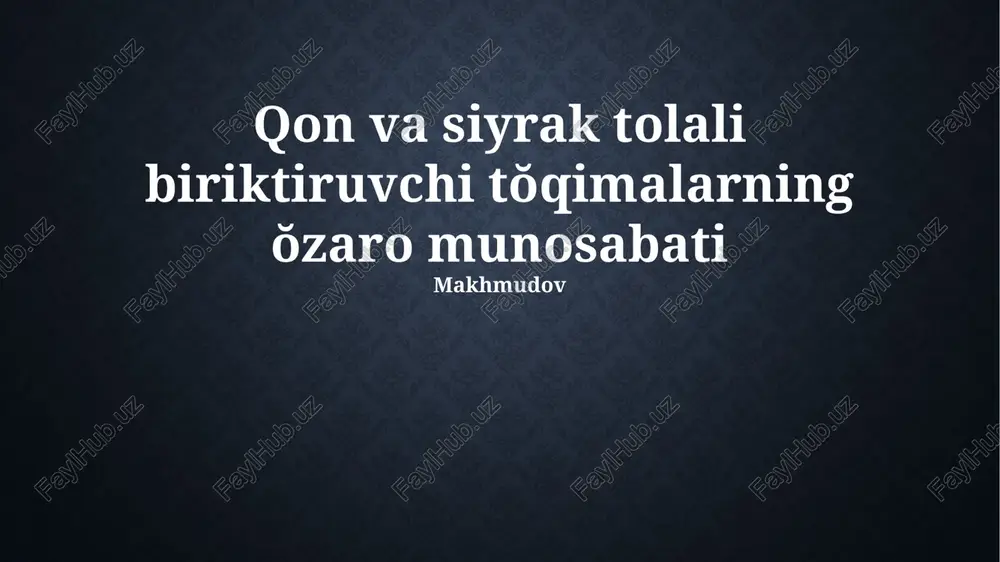 qon va siyrak tolali biriktiruvchi tŏqimalarning ŏzaro munosabati — PPTX
