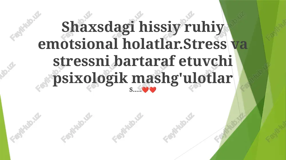 stress va ruhiy holatlar — PPTX