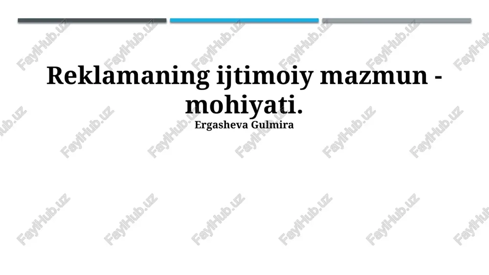 zamonaviy reklama va jamiyat — PPTX