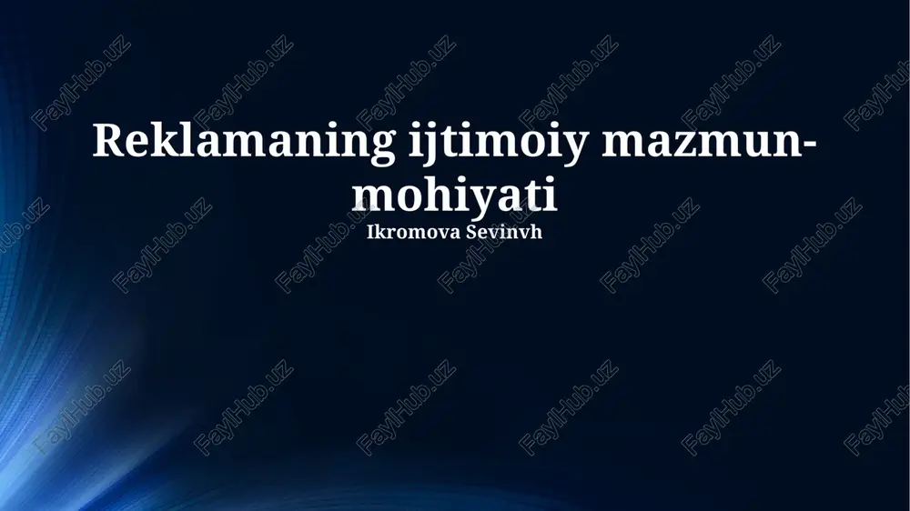 reklamaning ijtimoiy mazmun-mohiyati — PPTX