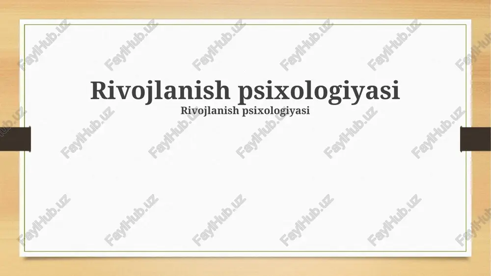 maktab yoshidagi bolalar rivojlanishi — PPTX