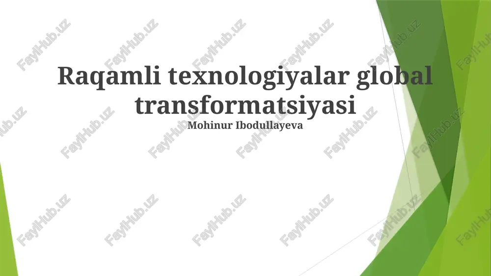 raqamli texnologiyalar kelajagi: tendentsiyalar va bashoratlar — PPTX