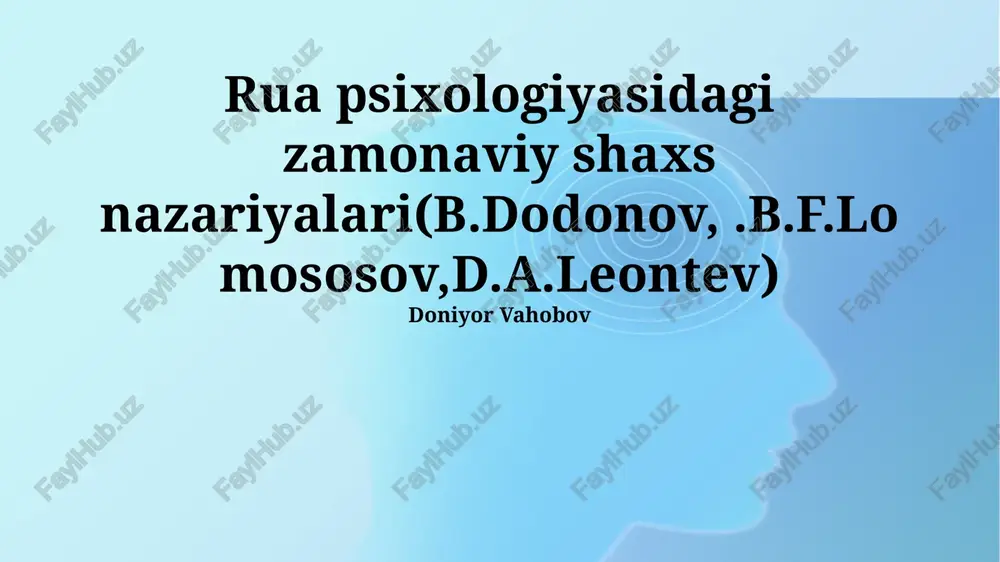 b.dodonovning shaxs nazariyasi — PPTX