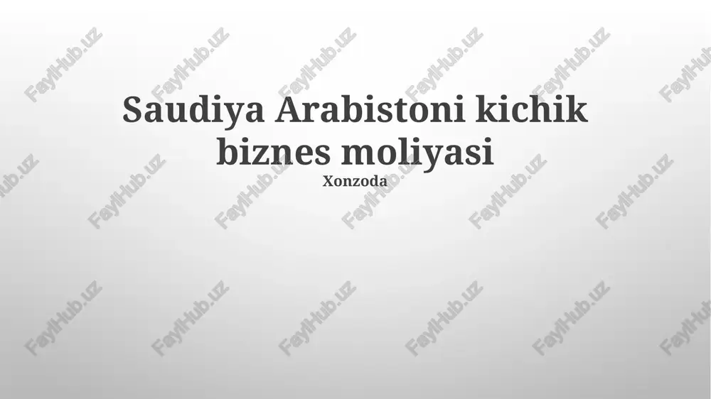 saudiya arabistoni kichik biznes moliyasi — PPTX