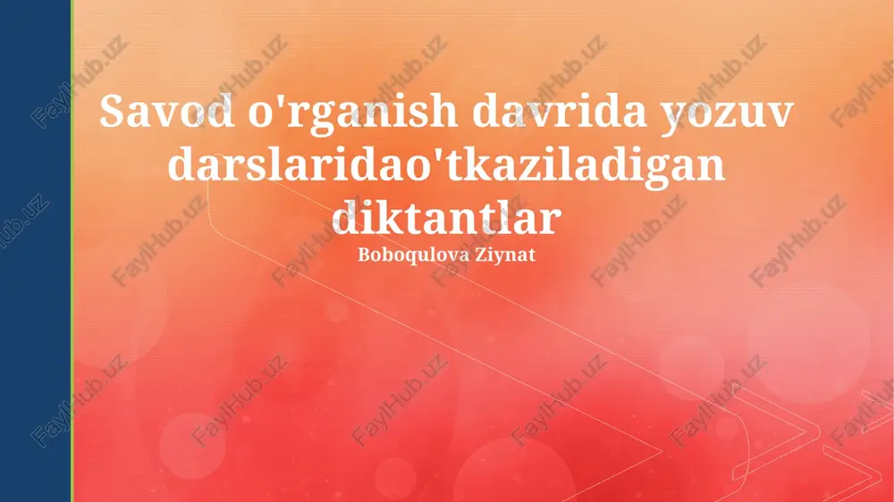 savod o'rganish davridagi diktantlar — PPTX