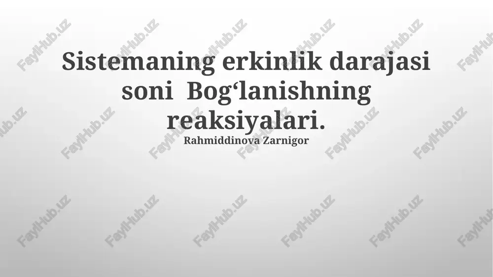 tizimning erkinlik darajalarini aniqlash usullari — PPTX