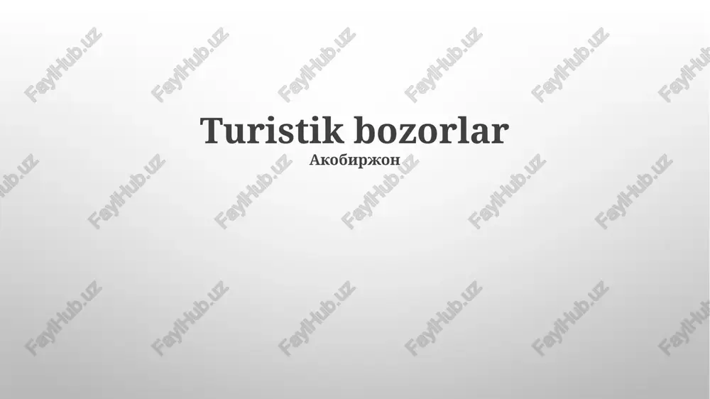 turistik bozorlar — PPTX