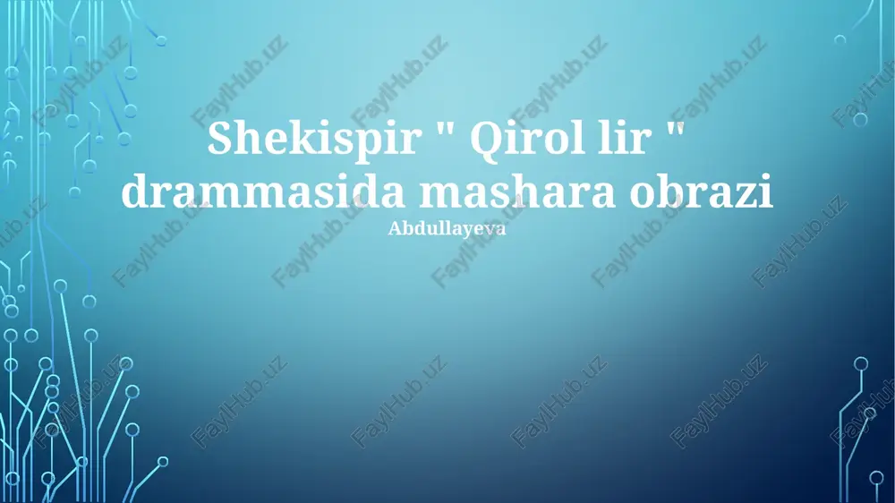 "qirol lir" drammasi — PPTX