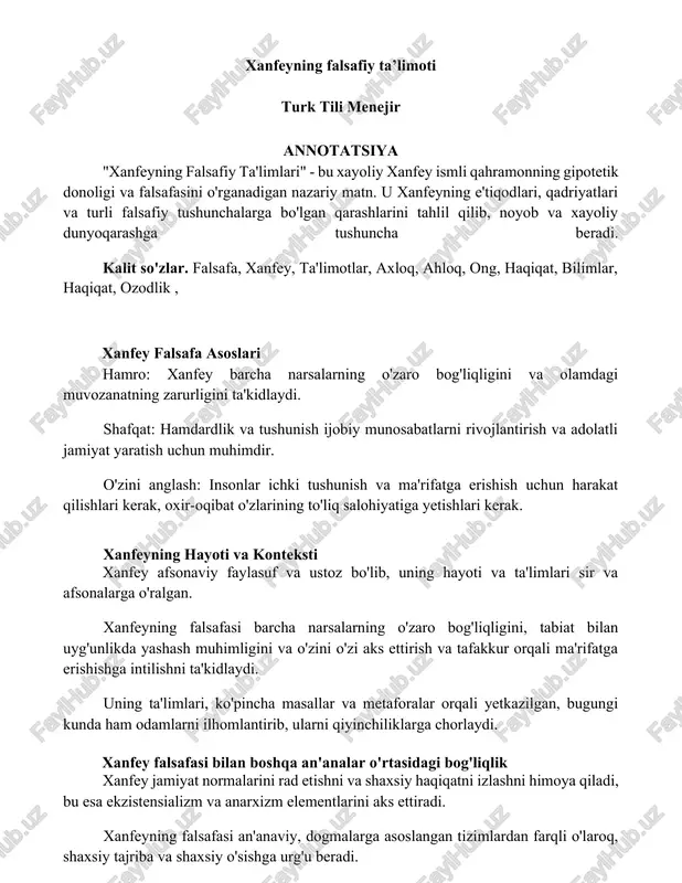 xanfeyning falsafiy ta’limoti — DOCX