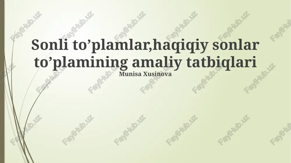 haqiqiy sonlar to'plamining dasturlashda qo'llanilishi — PPTX