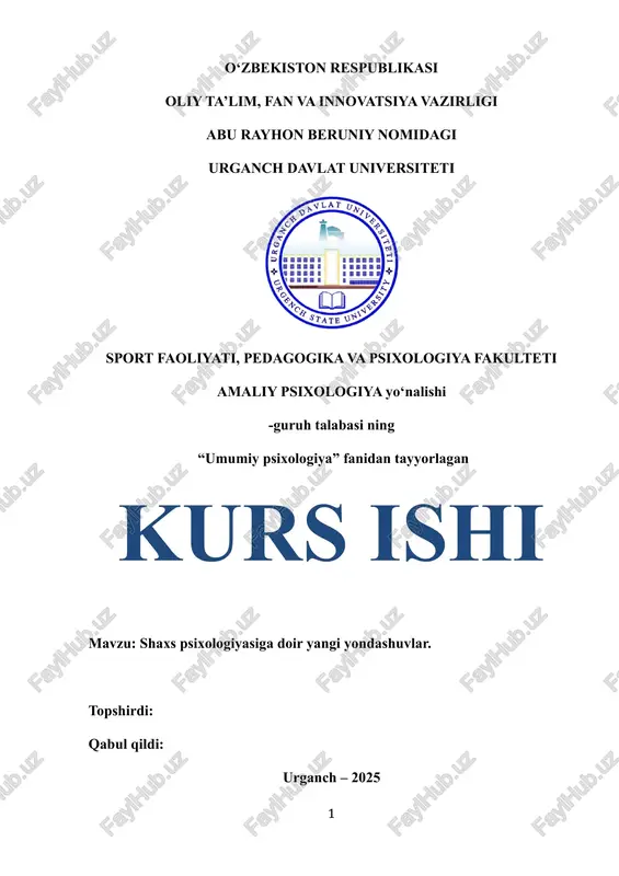 shaxs psixologiyasiga doir yangi yondashuvlar — DOCX