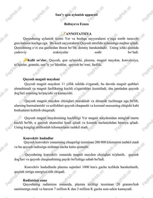 sun’y qon aylanish apparati — DOCX