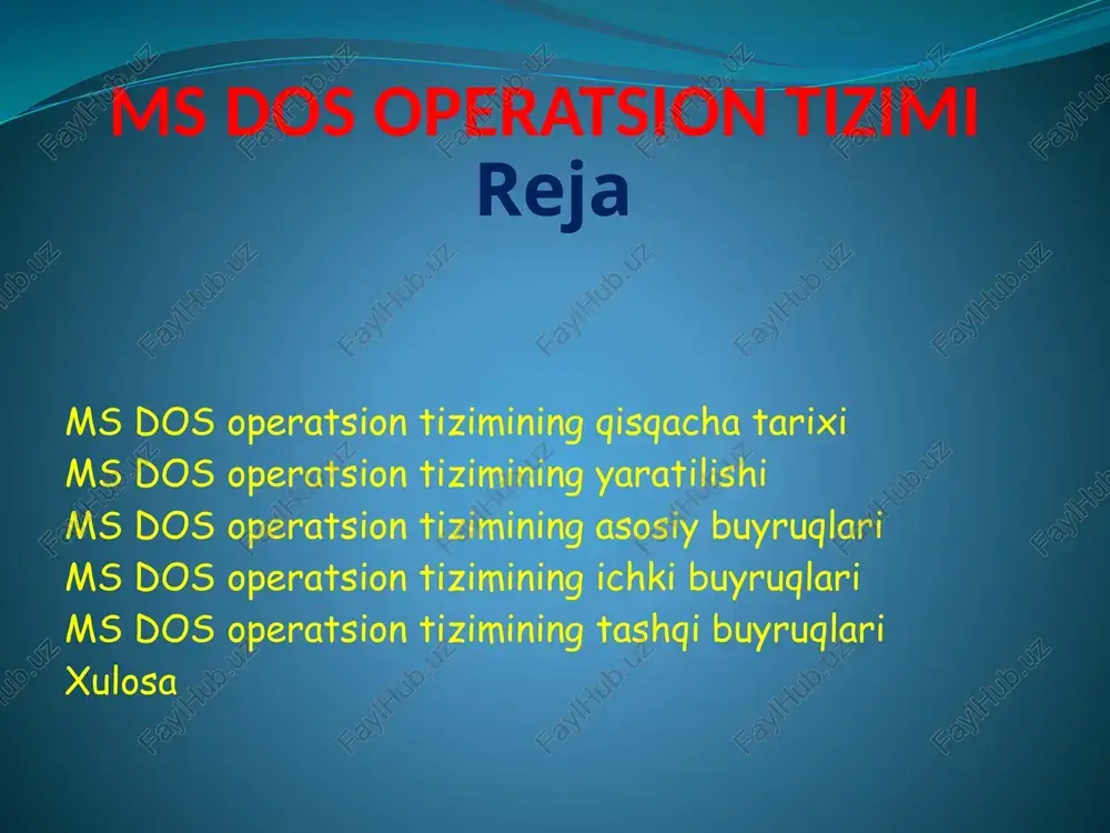 ms dos operatsion tizimi — PPTX