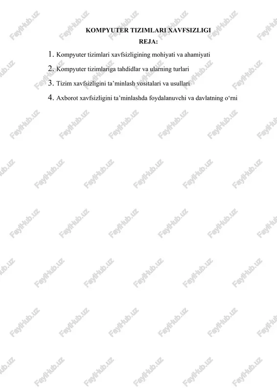 kompyuter tizimlari xavfsizligi — DOCX