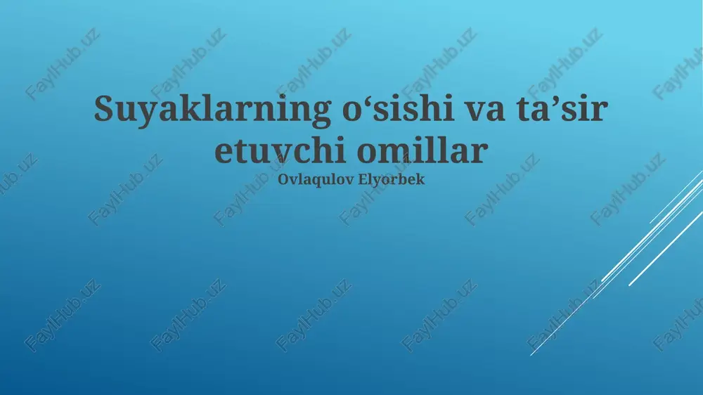 suyaklarning oʻsishi va taʼsir etuvchi omillar — PPTX