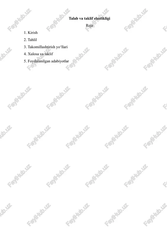 talab va taklif elastikligi — DOCX