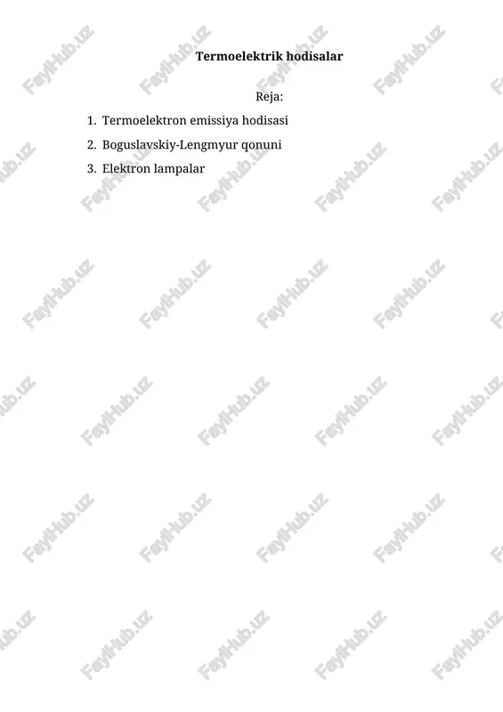 termoelektrik hodisalar — DOC