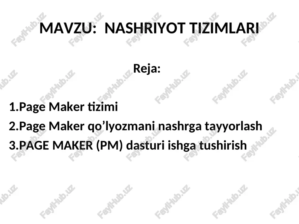 nashriyot tizimlari — PPT