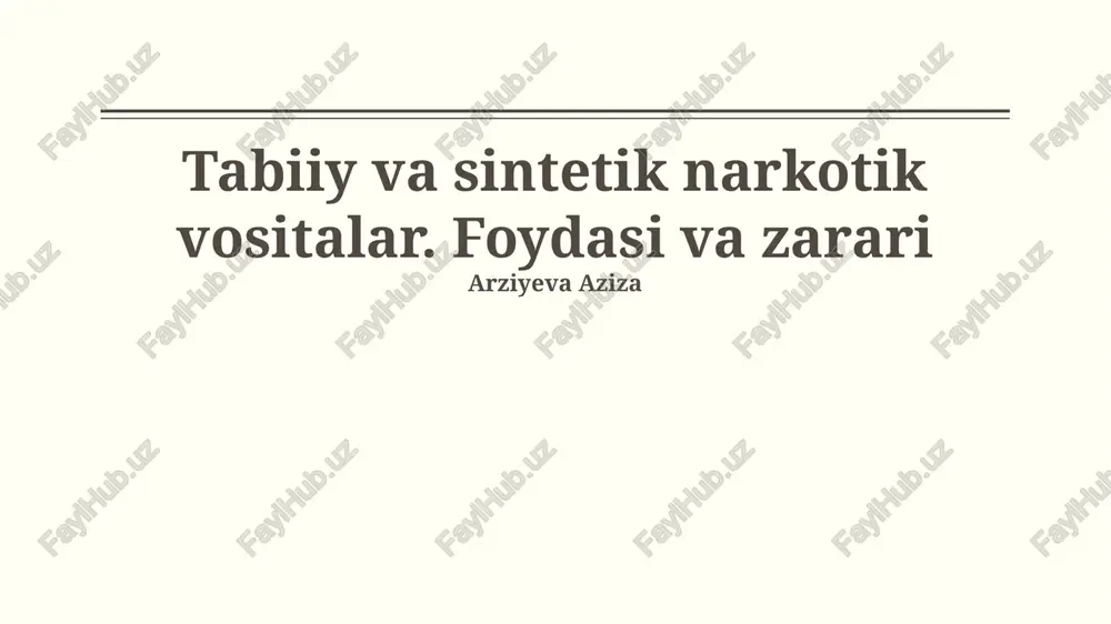 tabiiy va sintetik narkotik vositalar — PPTX