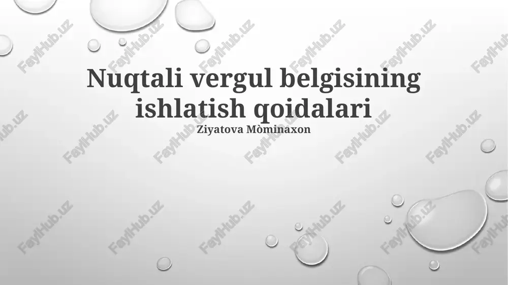 nuqtali vergul belgisining ishlatish qoidalari — PPTX