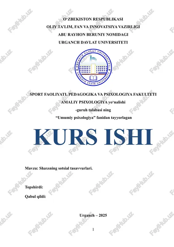 shaxsning sotsial tasavvurlari — DOCX