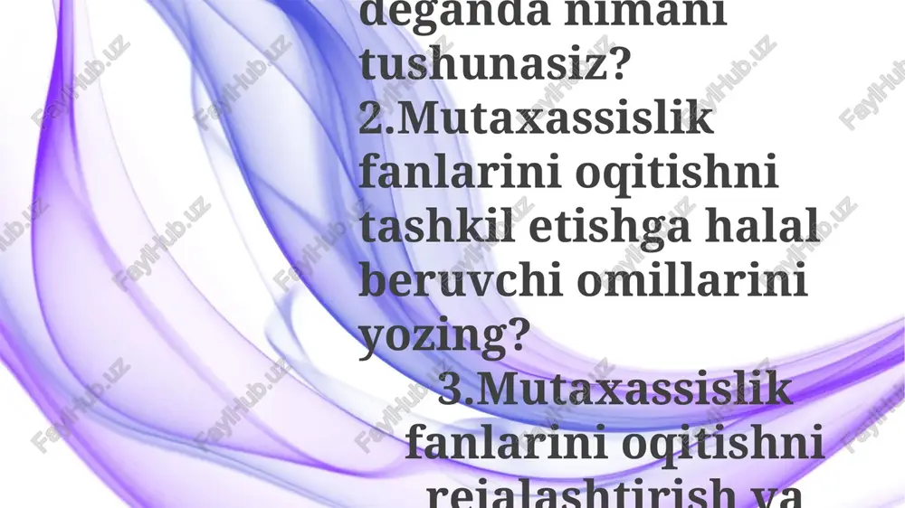 maxsus fanlarni o'qitish rejasi — PPTX