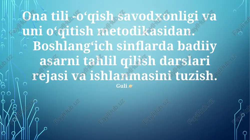 adabiy tahlilni o'qitish — PPTX
