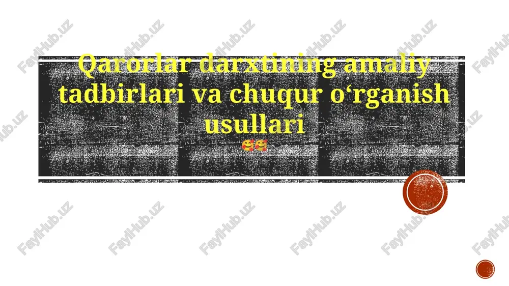 qarorlar darxtining amaliy tadbirlari va chuqur oʻrganish usullari — PPTX