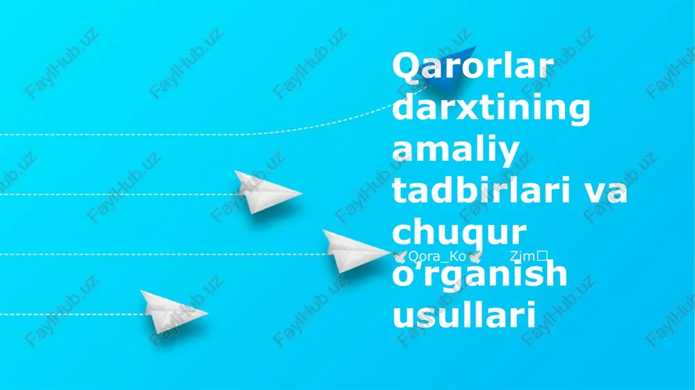 qarorlar darxtining amaliy tadbirlari va chuqur oʻrganish usullari — PPTX
