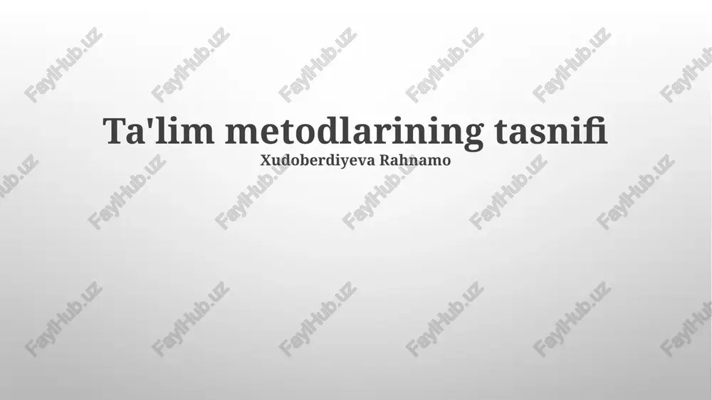 loyihaviy o'qitish usullari — PPTX