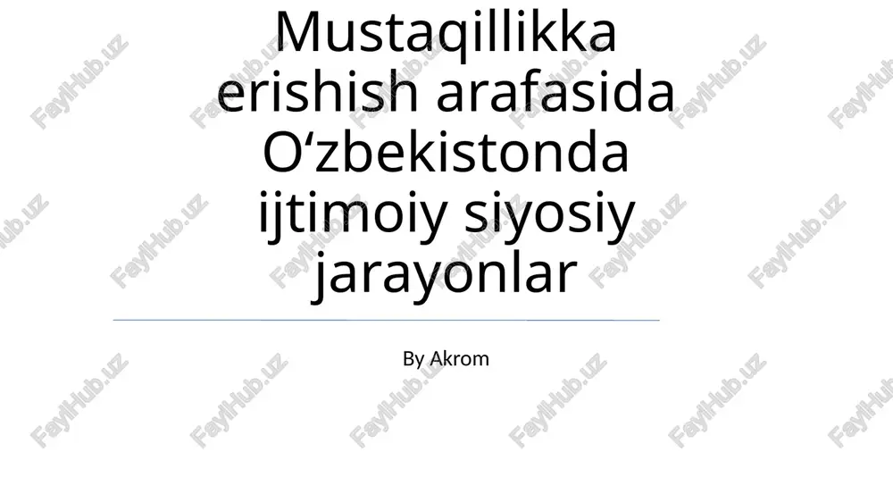 oʻzbekistonda ijtimoiy siyosiy jarayonlar — PPTX