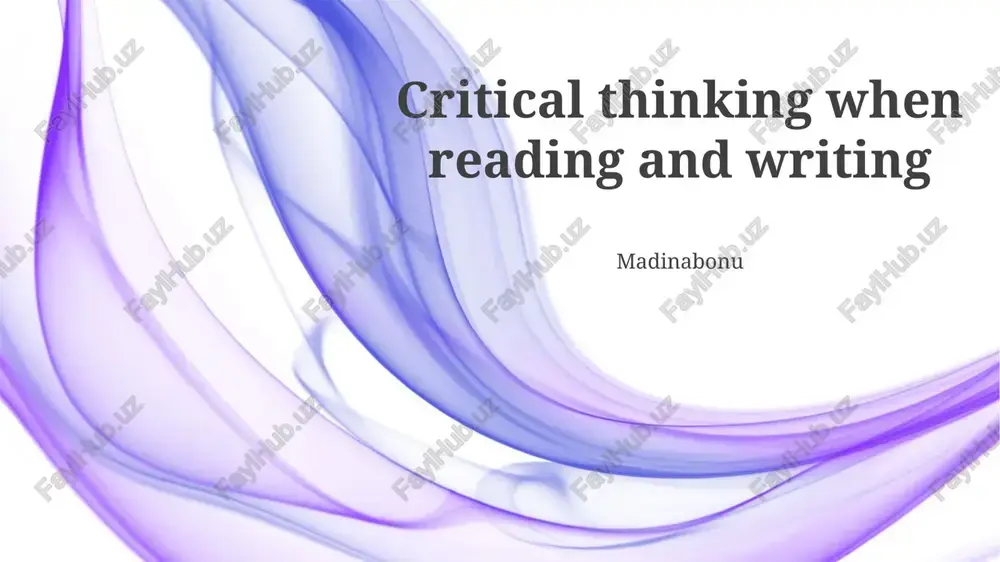 critical thinking when reading and writing — PPTX