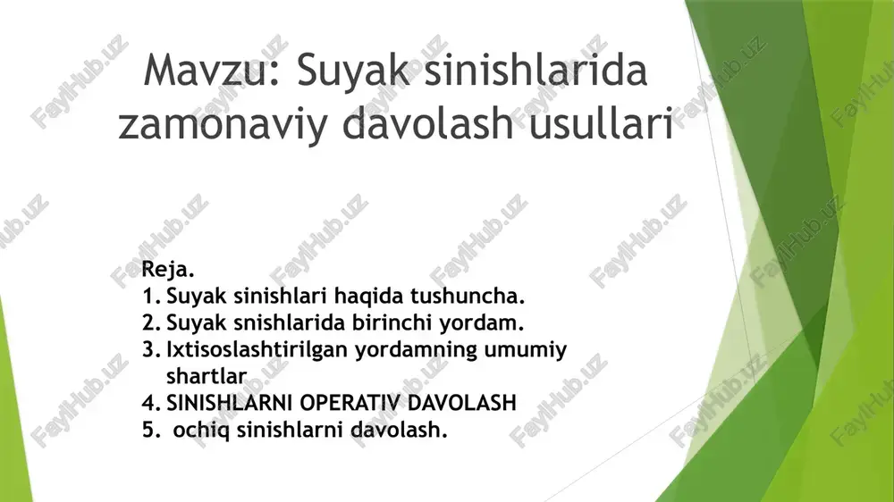 suyak sinishlarida zamonaviy davolash usullari — PPTX