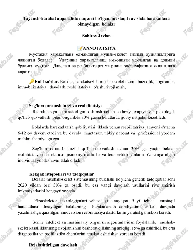 sog'lom turmush tarzi va reabilitatsiya — DOCX