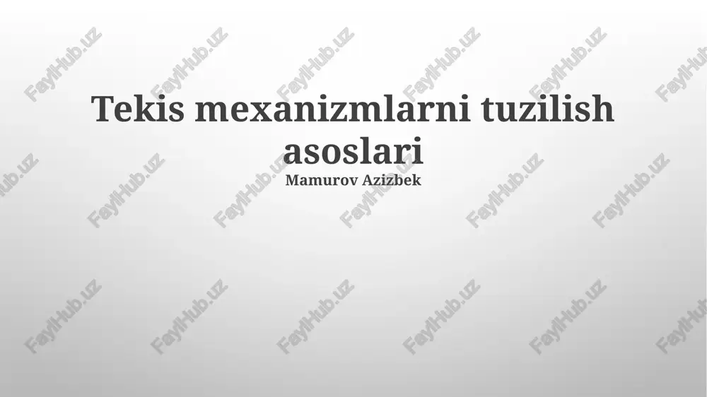 mexanizmlarni sintezi va loyihalashi — PPTX