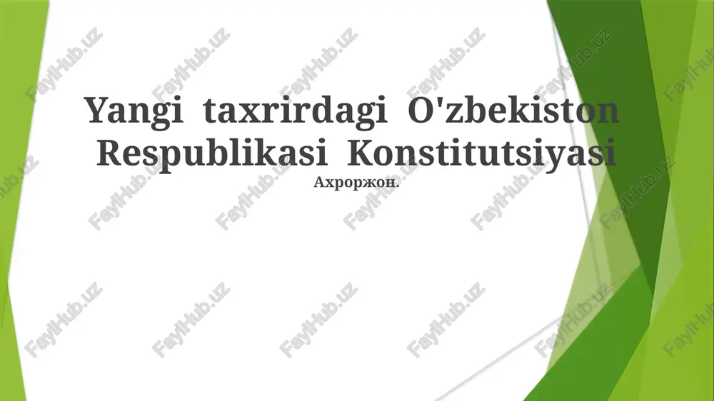 o'zbekiston respublikasi konstitutsiyasi — PPTX