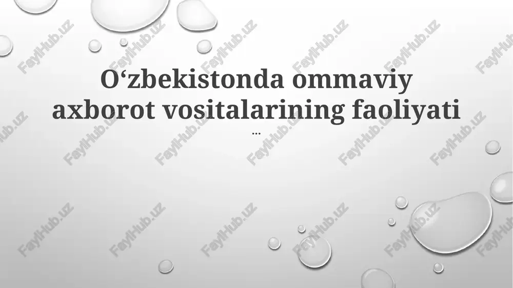 o'zbekistondagi media manzarasi — PPTX